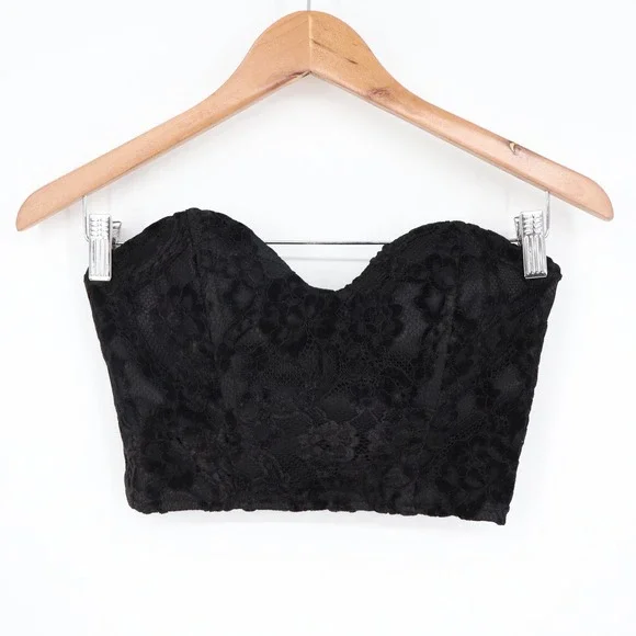 naked wardrobe Black Lace Bustier Crop Top - Picture 2 of 7